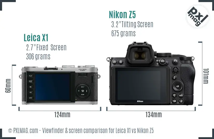 Leica X1 vs Nikon Z5 Screen and Viewfinder comparison