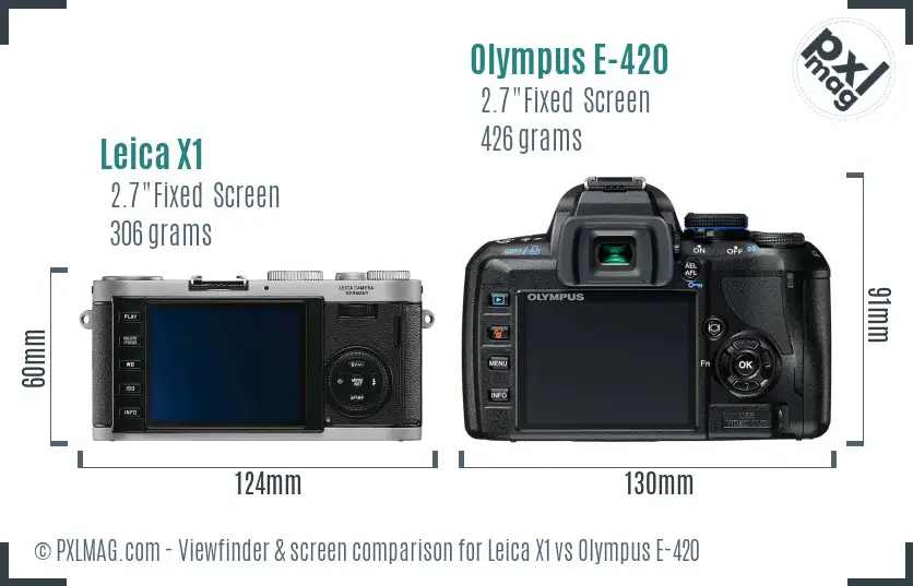 Leica X1 vs Olympus E-420 Screen and Viewfinder comparison