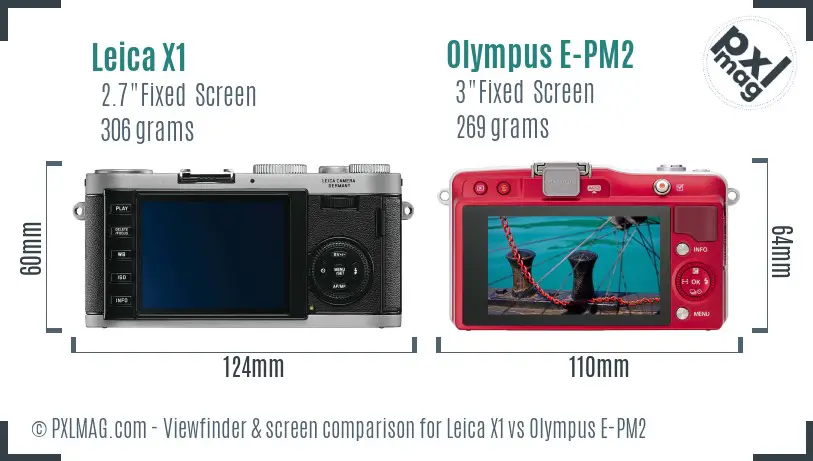 Leica X1 vs Olympus E-PM2 Screen and Viewfinder comparison