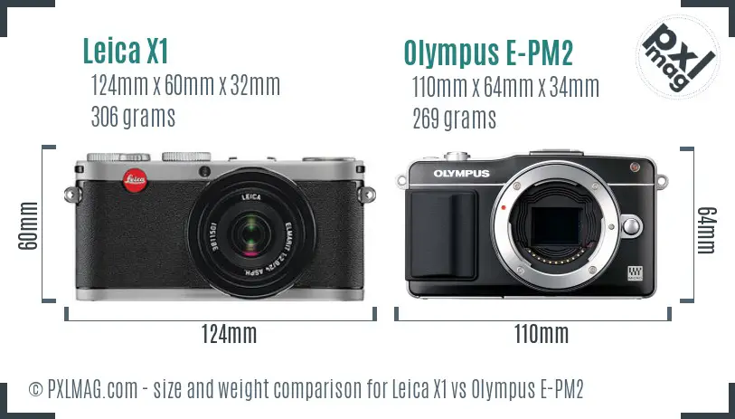 Leica X1 vs Olympus E-PM2 size comparison