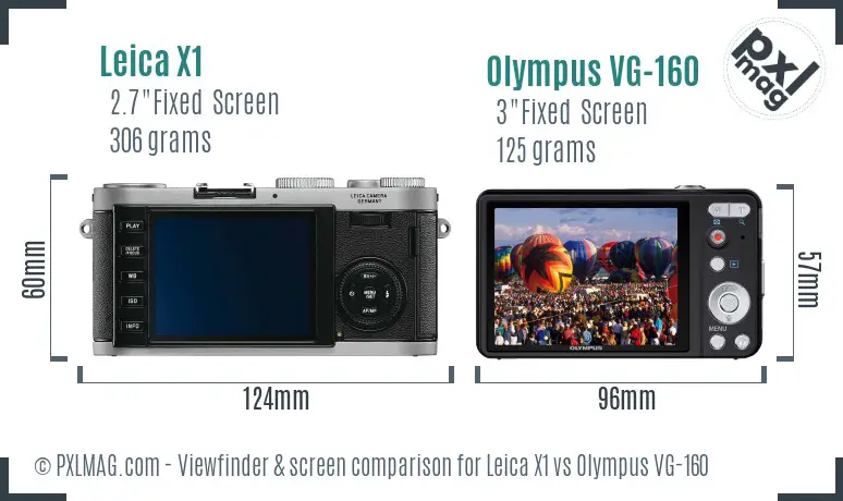 Leica X1 vs Olympus VG-160 Screen and Viewfinder comparison