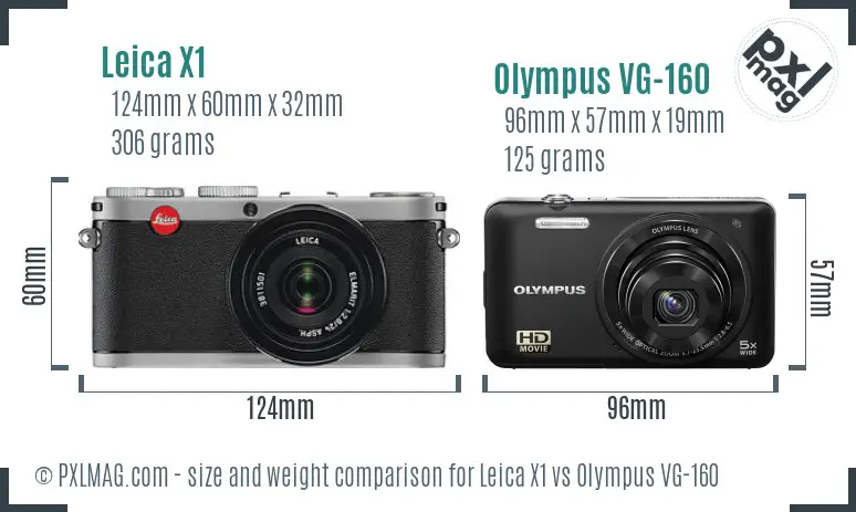 Leica X1 vs Olympus VG-160 size comparison