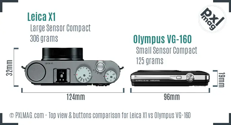Leica X1 vs Olympus VG-160 top view buttons comparison