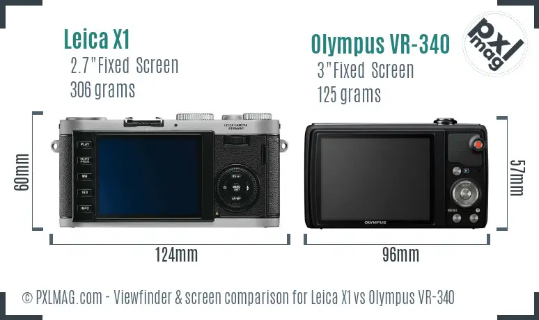 Leica X1 vs Olympus VR-340 Screen and Viewfinder comparison