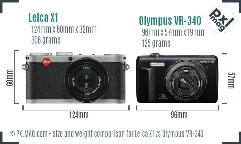 Leica X1 vs Olympus VR-340 size comparison