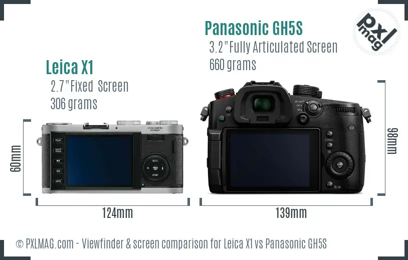Leica X1 vs Panasonic GH5S Screen and Viewfinder comparison