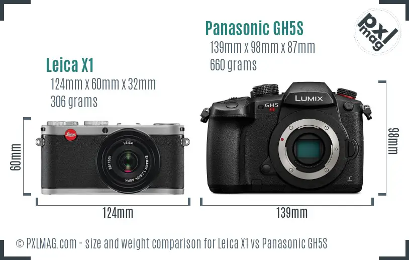 Leica X1 vs Panasonic GH5S size comparison