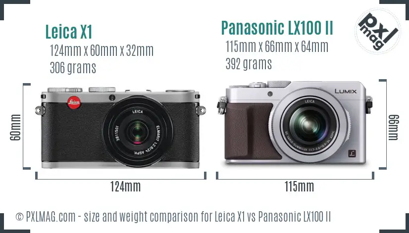 Leica X1 vs Panasonic LX100 II size comparison