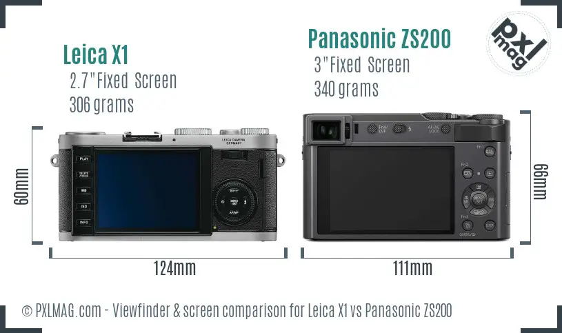 Leica X1 vs Panasonic ZS200 Screen and Viewfinder comparison Leica X1 vs Panasonic ZS200 Screen and Viewfinder comparison