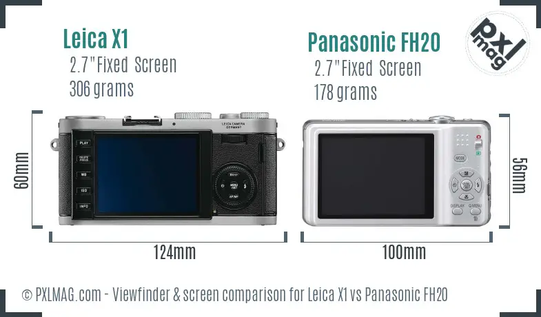 Leica X1 vs Panasonic FH20 Screen and Viewfinder comparison