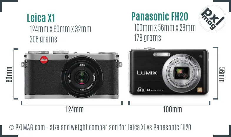 Leica X1 vs Panasonic FH20 size comparison