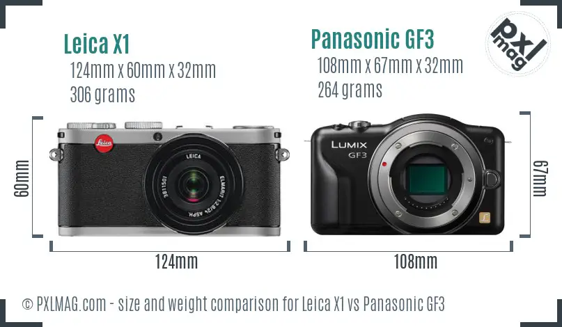 Leica X1 vs Panasonic GF3 size comparison