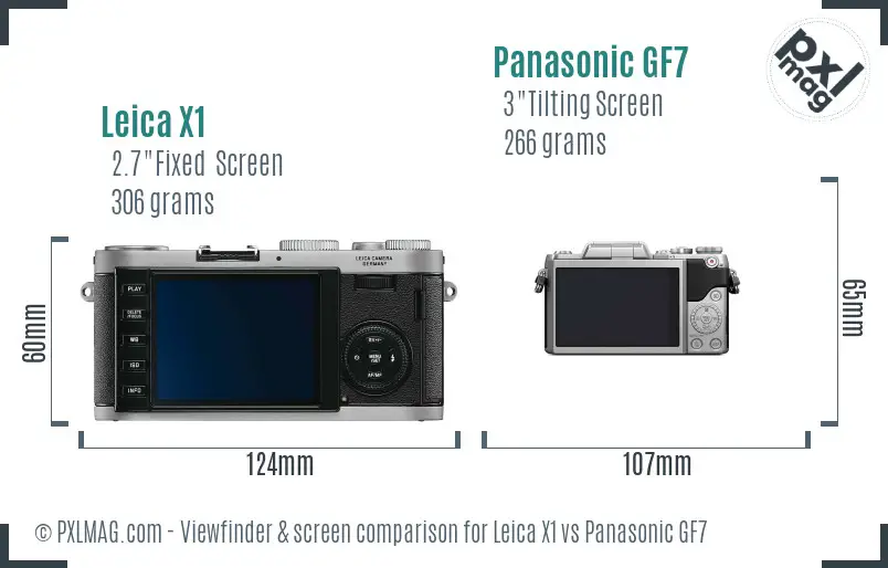 Leica X1 vs Panasonic GF7 Screen and Viewfinder comparison