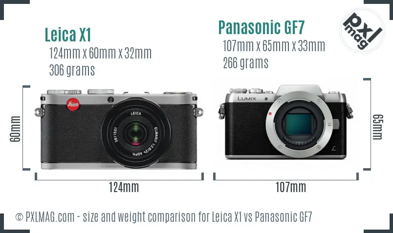 Leica X1 vs Panasonic GF7 size comparison