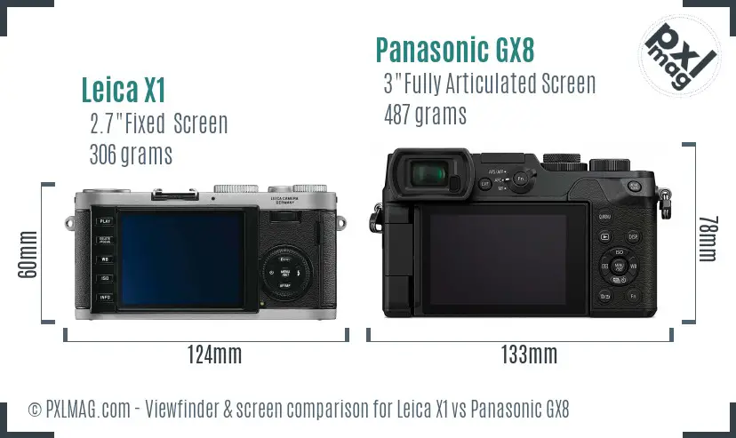 Leica X1 vs Panasonic GX8 Screen and Viewfinder comparison
