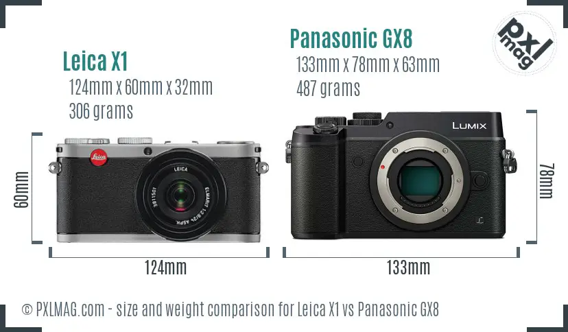 Leica X1 vs Panasonic GX8 size comparison