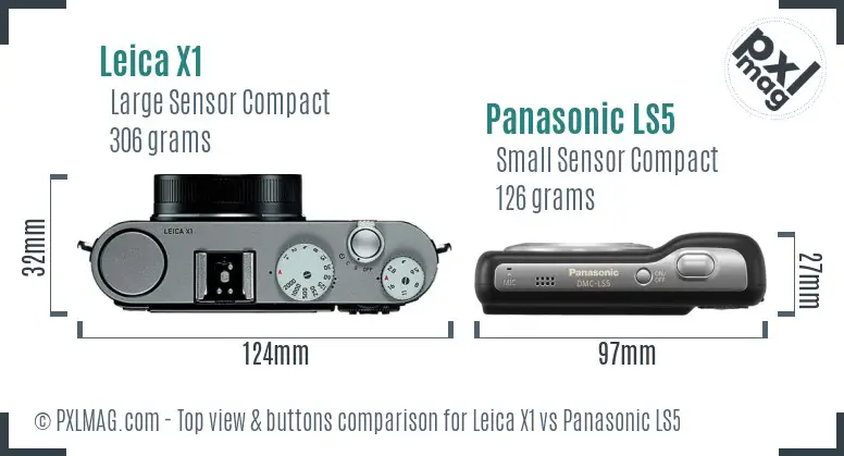 Leica X1 vs Panasonic LS5 top view buttons comparison Leica X1 vs Panasonic LS5 top view buttons comparison