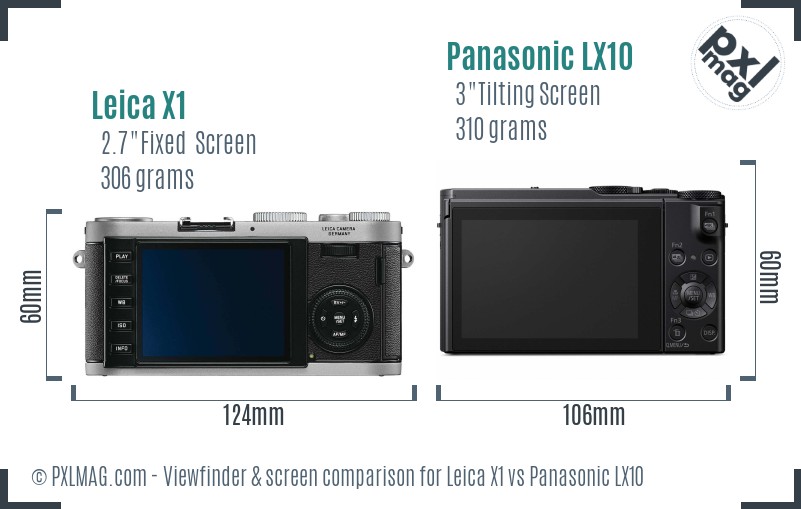 Leica X1 vs Panasonic LX10 Screen and Viewfinder comparison