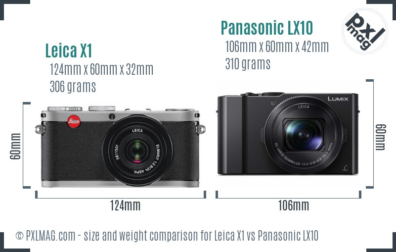 Leica X1 vs Panasonic LX10 size comparison