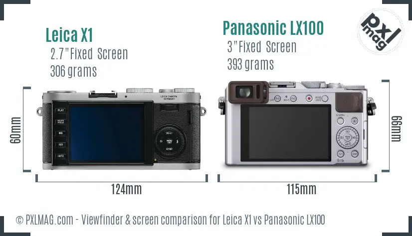 Leica X1 vs Panasonic LX100 Screen and Viewfinder comparison