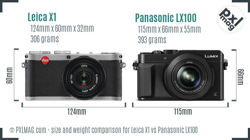 Leica X1 vs Panasonic LX100 size comparison