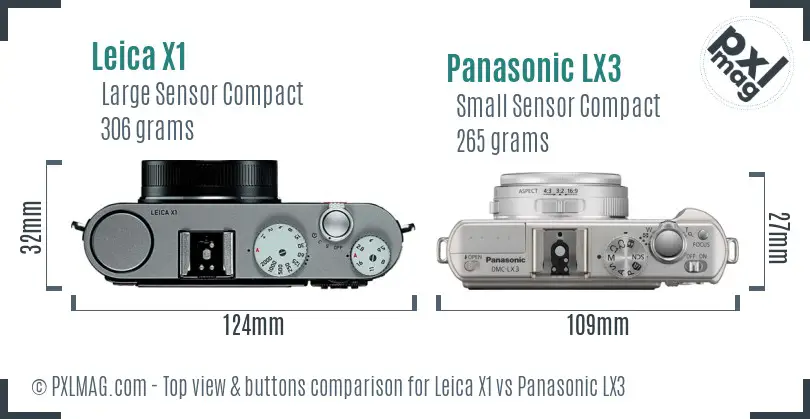 Leica X1 vs Panasonic LX3 top view buttons comparison Leica X1 vs Panasonic LX3 top view buttons comparison