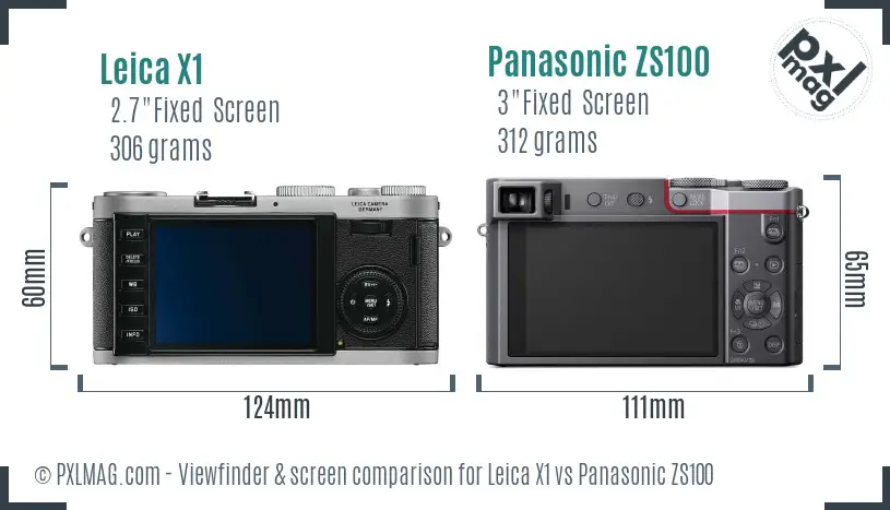 Leica X1 vs Panasonic ZS100 Screen and Viewfinder comparison