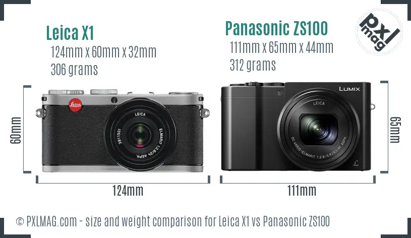 Leica X1 vs Panasonic ZS100 size comparison