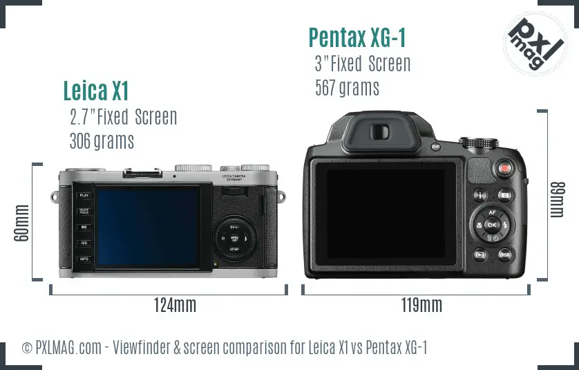 Leica X1 vs Pentax XG-1 Screen and Viewfinder comparison