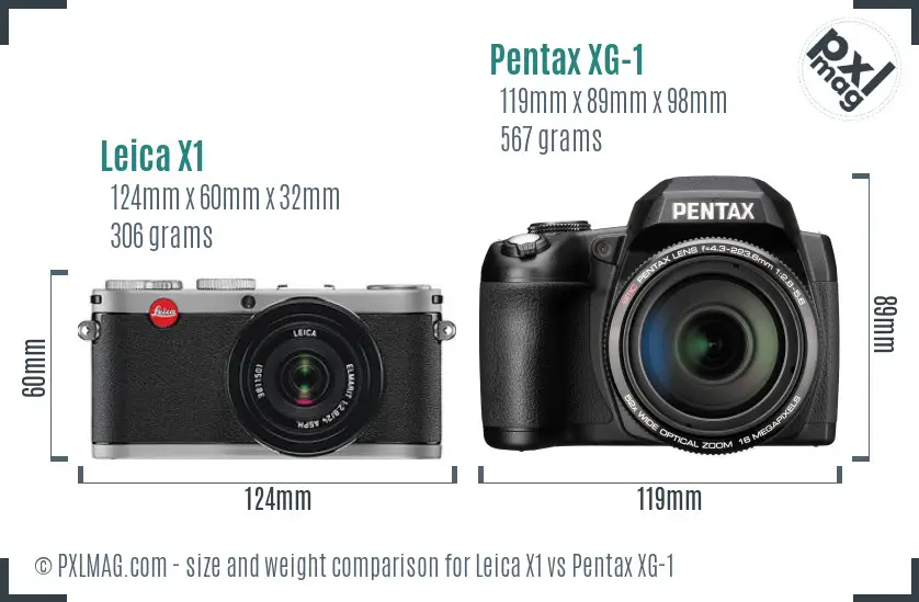 Leica X1 vs Pentax XG-1 size comparison