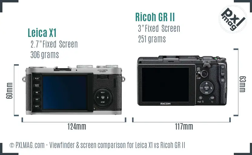 Leica X1 vs Ricoh GR II Screen and Viewfinder comparison