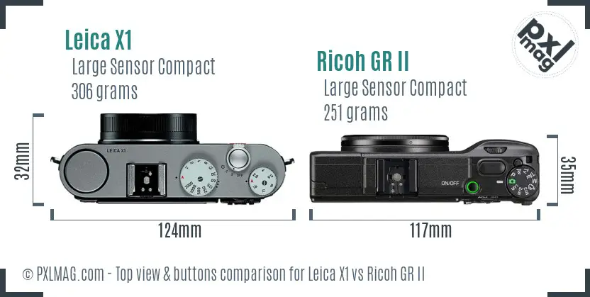 Leica X1 vs Ricoh GR II top view buttons comparison