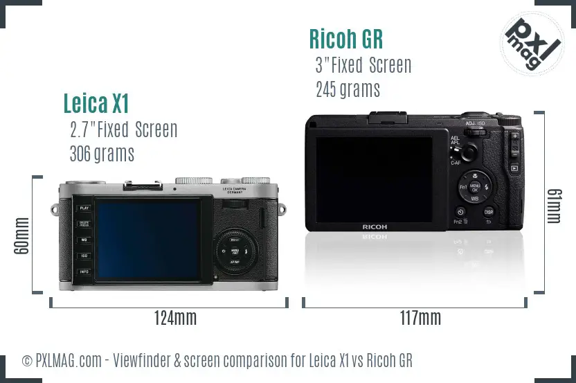 Leica X1 vs Ricoh GR Screen and Viewfinder comparison