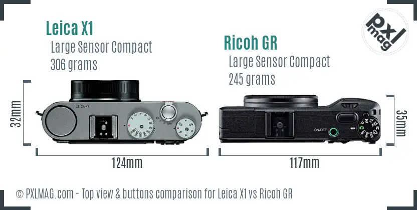 Leica X1 vs Ricoh GR top view buttons comparison