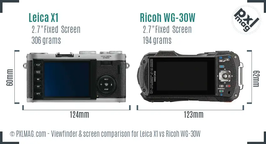 Leica X1 vs Ricoh WG-30W Screen and Viewfinder comparison
