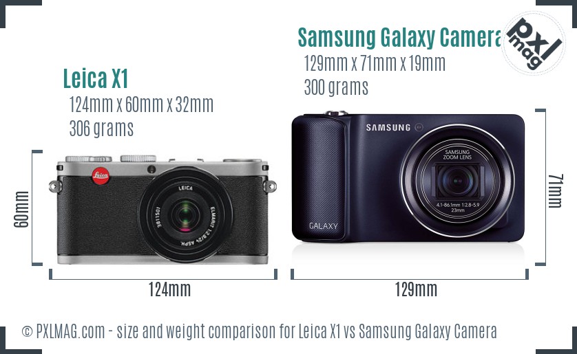 Leica X1 vs Samsung Galaxy Camera size comparison