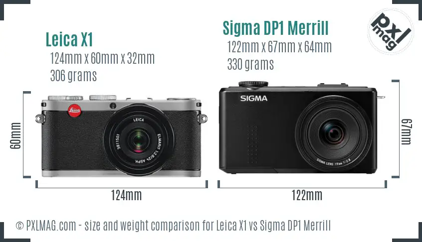 Leica X1 vs Sigma DP1 Merrill size comparison