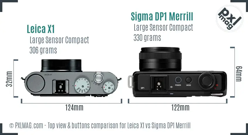 Leica X1 vs Sigma DP1 Merrill top view buttons comparison