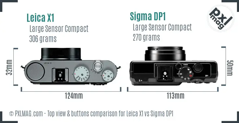 Leica X1 vs Sigma DP1 top view buttons comparison