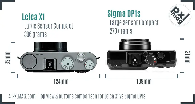 Leica X1 vs Sigma DP1s top view buttons comparison