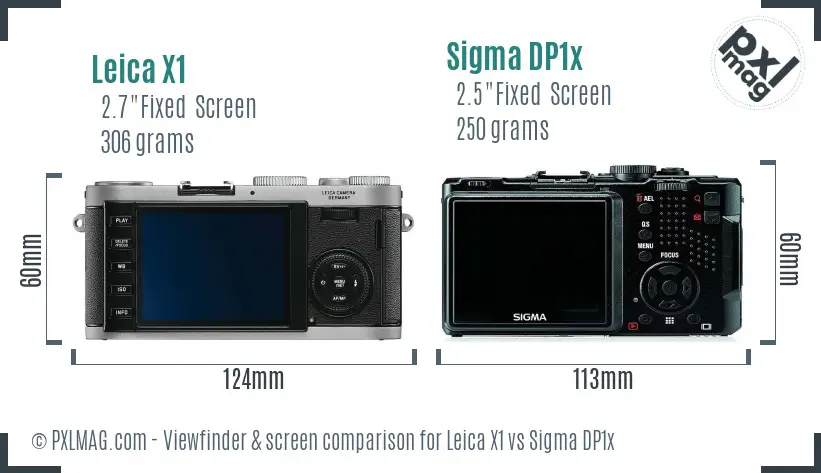 Leica X1 vs Sigma DP1x Screen and Viewfinder comparison
