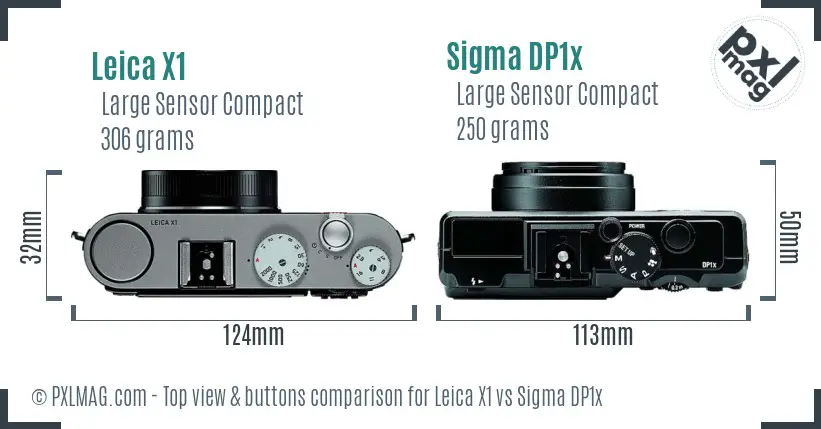 Leica X1 vs Sigma DP1x top view buttons comparison