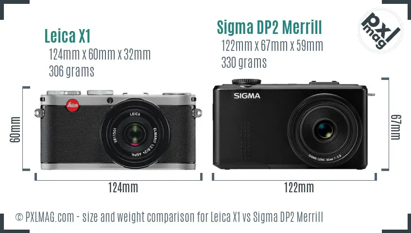 Leica X1 vs Sigma DP2 Merrill size comparison