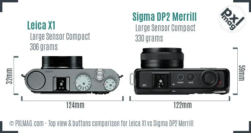 Leica X1 vs Sigma DP2 Merrill top view buttons comparison