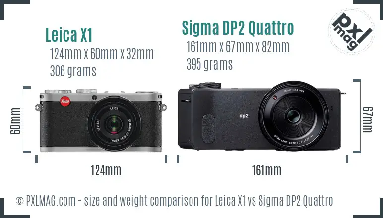 Leica X1 vs Sigma DP2 Quattro size comparison