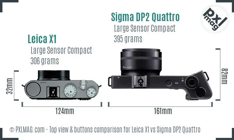 Leica X1 vs Sigma DP2 Quattro top view buttons comparison