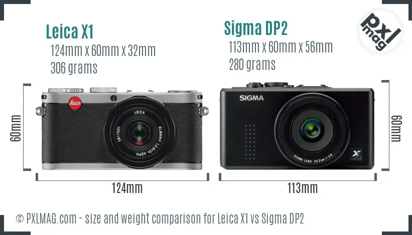 Leica X1 vs Sigma DP2 size comparison