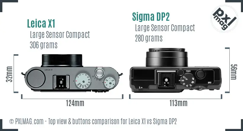 Leica X1 vs Sigma DP2 top view buttons comparison
