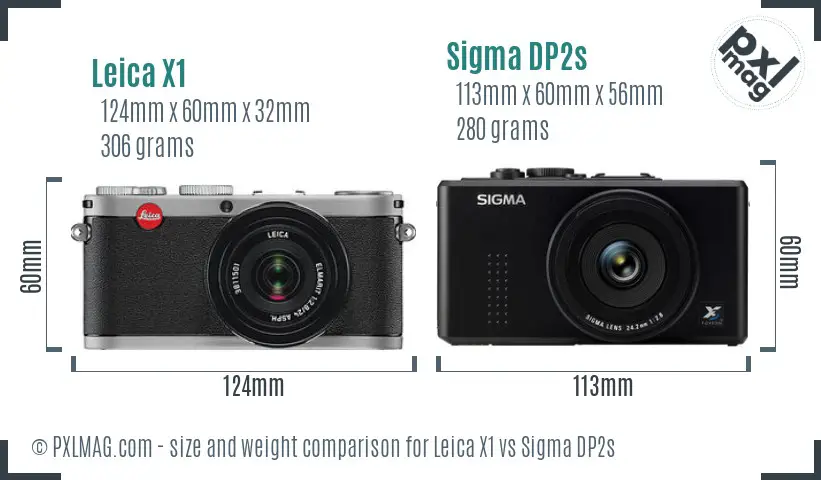 Leica X1 vs Sigma DP2s size comparison