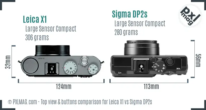 Leica X1 vs Sigma DP2s top view buttons comparison